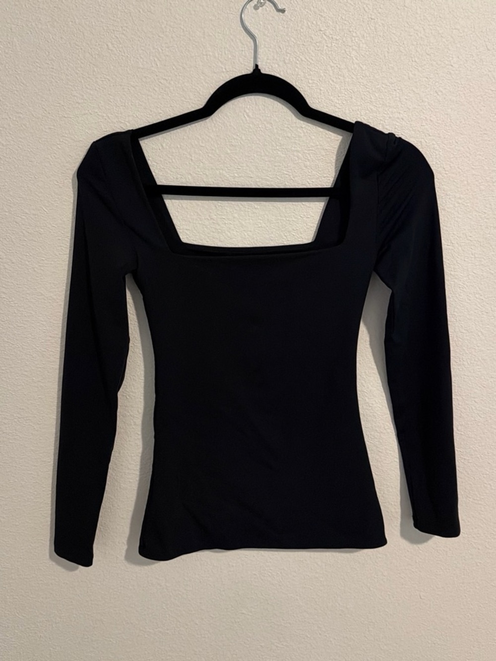 Aritzia Black Square-Neck Long Sleeve Top